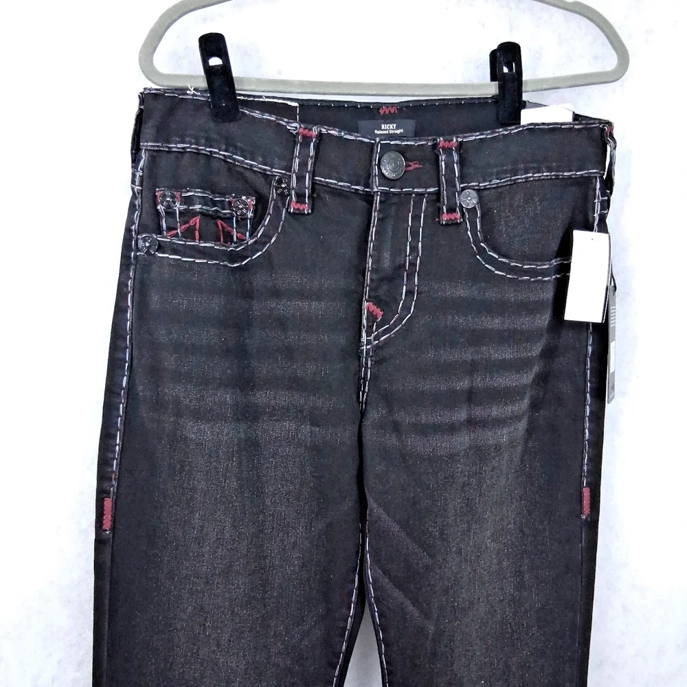 True Religion World Tour Ricky Relaxed Straight Jeans Black 31 NWT